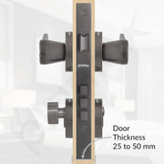 Plantex Heavy Duty Door Lock/Main Door Mortise Lock Handle/Handle Set for Home/Office/Door Accessories - (PT-012, Satin Black & Rose Gold)