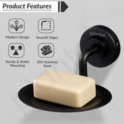 Plantex 304 Grade Stainless Steel Soap Holder/Stylish and Durable Soap Dish for Bathroom/Single Soap Tray/Bathroom Accessories - Daizy (Black)