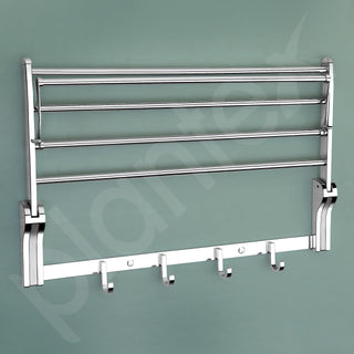 Plantex Stainless Steel Folding Towel Rack/Towel Stand for Bathroom/Towel Hanger/Bathroom Accessories (24-inch) Chrome