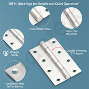 Plantex Stainless Steel Door Kit for Bathroom Door/Door Hardware/Doors Accessories/3 Hinges/10 inch Al-Drop/8 inch Latch/8 inch 2 Handles - Pack of 1 (APS-1320, Chrome)