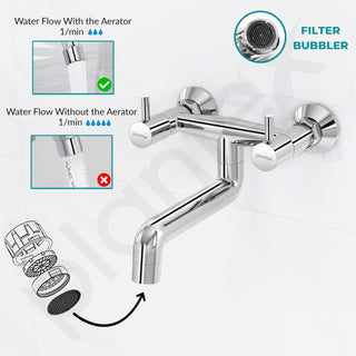Plantex Pure Brass ICO-916 Non Telephonic Wall Mixer with Water Saving Technology Tap/Mixer Tap for Bathroom with Brass Wall Flange and Teflon Tape-7 Year Warranty (Mirror Chrome)