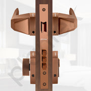 Plantex Door Handle for Home Main Door/Door lock with handle/Mortise Lock with 3 computerized Brass keys/14 inch Pull-Push Handle/Door Hardware - Combo (Rose Gold)