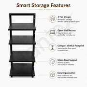 Plantex Shelf Storage Rack/GI Steel Storage Organizer/4 Tier Shelf Rack for Home - Pack of 1 (Black)