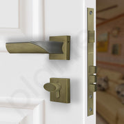 Plantex Triple Security Door Lock for Home/Main Door Lock Set with 3 Years of Warranty/Mortise Lock for Door with Brass Lock Body & Cylinder(7086 - Brass Antique & Satin Black Matt)
