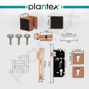 Plantex Door Lock/Main Door Mortise Lock Handle/Handle Set with Key for Home/Office/Door Accessories - (PT-011, Rose Gold & Black)