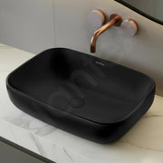 Plantex Ceramic Black Wash Basin for Bathroom/Table Top Basin/Washbasin for Bathroom (Matt Black - 18 x 13 x 5.5 Inch)