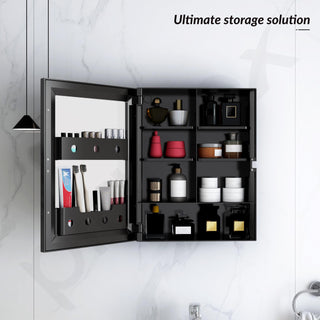 Plantex Bathroom Cabinet with Mirror/ABS Bathroom Storage Organiser/Multipurpose Shelf/Wall Mount Mirror Cabinet for Wash Basin (14x18 Inch, Black)