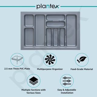 Plantex Cutlery tray for Kitchen Drawer/Cutlery Cosmetic Stationary Organizer/Cabinet Cutlery Tray Organizer for Modular Kitchen - (Grey-28.5x18.5 INCH)