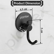 Plantex Wall Hanging Hook/Bath Towel Hook/Self Adhesive Round Robe Hooks for Kitchen/Bathroom/Stylish Home Decor Items - Pack of 2 (Black)