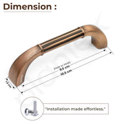 Plantex Cabinet Handle/96mm Handle for Drawer/Wardrobe/Kitchen Handle/Pull-Push Handle for Home/Office - Pack of 1 (Brass Antique Copper)