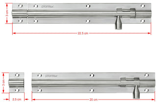 Plantex Joint-Less Tower Bolt for Door - 8- inches Long Latch - Pack of 8 (Chrome-Silver)