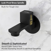 Plantex Single Knob Water Tap for Bathroom with Water-Saving Aerator/Wall Mount Bib Cock with Wall Flange and Teflon Tape/Brass Spindle Bib Tap for Home (Black)