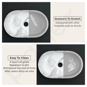 Plantex Ceramic Tabletop Washbasin for Bathroom/Designer Hand Wash Basin/Oval Countertop Basin/Home/Office (22x13.5x6 Inch - White & Grey)