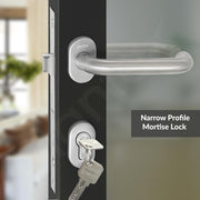 Plantex Aluminum Door Lock/Mortise Lock for Door/Robust Door Handle for Home with Lock Body & Cylinder - (Round, DTM-639-Satin)