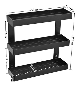 Plantex GI Metal 3-Tier Bathroom Shelf/Storage Rack/Pantry Organizer/Bathroom Accessories(Black)