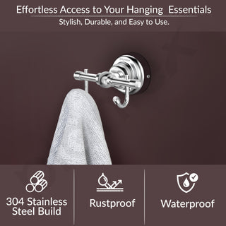 Plantex 304 Grade Stainless Steel Robe Hook/Cloth-Towel Hanger/Napkin Hanger/Bathroom Accessories Pack of 1, Skyllo (Chrome)