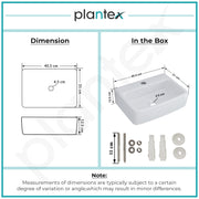 Plantex Ceramic Wall Hung Basin/Washbasin for Bathroom/Wall Mounted Wash Basin/Rectangle Sink for Home/Office (Bolt, White)