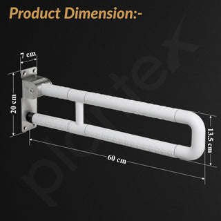 Plantex Stainless Steel 24 Inch U-Shape Handle for Bathroom Support/Space-Saving Safety Bar for Shower/Toilet/Bedside Anti-Slip Shower Grab Bar for Bathroom - (White)