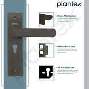 Plantex Heavy-Duty Main Door Mortise Lock Handle Set with 3 Keys, Brass Lock Body & Cylinder (8125 - Grey & PVD Choco)