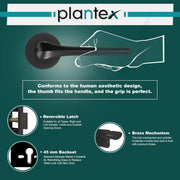 Plantex Heavy Duty Door Lock/Mortise Lock Knob For Door/Handle Door Lock For Bedroom/Home/Office/Hotel- 3 Brass Keys(Black Finish)