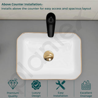 Plantex Table Top Wash Basin For Bathroom/Designer Ceramic Basin/Countertop Vessel Sink Basin - Indo-European Collection (18 x 13 x 5 Inch)