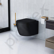 Plantex Commode for Toilet/Ceramic Wall Hung Toilet with Soft Close Toilet Seat/Rimless and Washdown Western Commode - P Trap (Round, Matt Black)