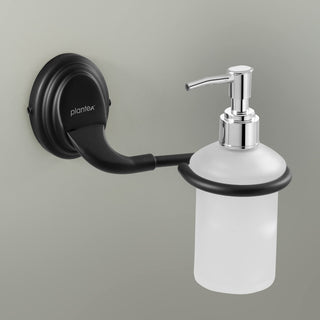 Plantex 304 Grade Stainless Steel Hand wash Holder for wash Basin Liquid soap Dispenser Bathroom Accessories - Cubic (Black)