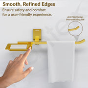 Plantex 304 Grade Stainless Steel Soap Dish with Napkin Ring/Soap Stand/Soap Holder/Napkin Holder/Towel Hanger for Bathroom/Bathroom Accessories - Pack of 1 (Crystal, PVD Gold)