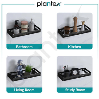 Plantex Stainless Steel Bathroom Shelf/Shelf for Bathroom/Multipurpose Storage Rack/15x5 inch Shelf for Kitchen/Home/Office/Hotel - Pack of 1 (Black)