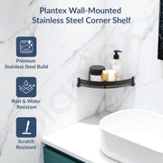 Plantex Stainless Steel Corner Shelf for Bathroom Wall/Bathroom Corner Shelves/Bathroom Shelf Rack/Side Corner Shelf/Kitchen Organizer/Bathroom Corner Rack- (9x9 inches, Black)