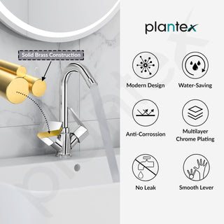 Plantex Sink Tap for Kitchen Basin with Teflon Tape/Kitchen Mixer Tap with 360° Swivel Spout/Hot and Cold Mixer (Celesiya-1240-Chrome)