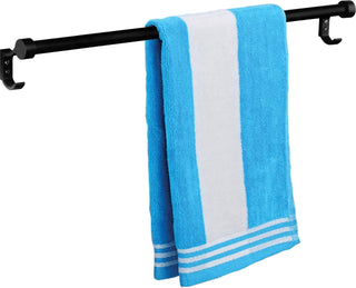 Plantex Aluminium Single Towel Rod for Bathroom/Towel Hanger/Towel Rod with Hooks/Bathroom Accessories (24-inch) Black