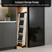 Plantex 4 Step Ladder for Home Use/Wide Anti-Slip Heavy-Duty Step Stool/Lightweight Kitchen Ladder 4 Step (White)
