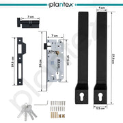 Plantex Door Lock with Handle/15 Inch Door Handle with Lock/Stainless Steel Handle Set for Home/Office/Door Accessories (Pack of 1, Black)