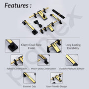 Plantex Stainless Steel Door Kit for Single Door/Door Accessories (10-inch Al-Drop,8-inch Latch,2 Handles,7-inch Tower Bolt and 4-inch Door Stopper-(Black & Gold)