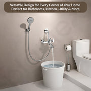 Plantex Pure Brass 3-in-1 Wall Mixer with L-Bend Provision for Overhead and Hand Shower/Bathroom Mixer Tap with Brass Wall Flange & Teflon Tape/Wall Mixer for Bathroom - (Star, Chrome)