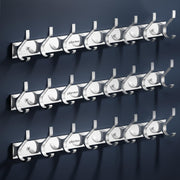 Plantex Aluminum Wall Hanger with 8 Hooks for Walls of Bathroom/Kitchen - Door Hooks for Clothes/Towel/Keys - Pack of 3 (8 Hooks, Chrome)
