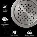Plantex 304 Grade Stainless Steel Bathroom Drain Cover/Floor Drain Jali for Bathroom/Drainage Cover (5x5 inches) - (TRINEX, Chrome)