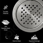 Plantex 304 Grade Stainless Steel Bathroom Drain Cover/Floor Drain Jali for Bathroom/Drainage Cover (5x5 inches) - (TRINEX, Chrome)