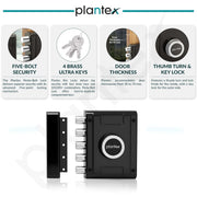 Plantex Stainless Steel Door Cylinder Lock/Main Door Deadbolt Lock Five Bullets/Door Lock Set with 4 Pin Cylindrical Keys - Pack of 1 (Penta, Black)
