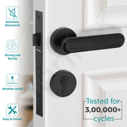 Plantex Triple Security Door Lock for Home/Main Door Lock Set with 3 Years of Warranty/Mortise Lock for Door with Brass Lock Body & Cylinder (Black Finish)