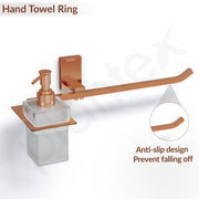 Plantex 304 Grade Stainless Steel Liquid Soap Dispenser with Napkin Ring/Shampoo Dispenser/Towel Ring for Bathroom - Pack of 1 (Crystal, PVD Rose Gold)