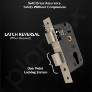 Plantex Door Lock Handle Set/6-Lever Lock Mechanism with 3 Years of Warranty by plantex/Mortise Lock with 3 Keys,Lock Body & Cylinder (PTP-01, Satin)