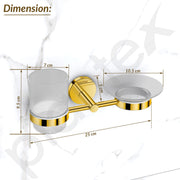 Plantex 304 Stainless Steel Oreo Soap and Brush Holder/Tumbler Holder/Tooth Brush Holder/Soap Holder for Bathroom Accessories - (Gold)