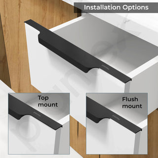 Plantex Profile Handle for Kitchen Cabinet/14 Inch Alluminium Drawer Profile Handle/Wardrobe Pull Handle for Home/Office/Hotel - Pack of 2 (Black)