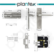 Plantex Heavy Duty Door Lock ÃƒÂ¢Ã¢â€šÂ¬Ã¢â‚¬Å“ Bathroom Door Lock/Mortise 8inch Keyless Plate Handle Set for Home/Bathroom/Store Room/Balcony/Office with Baby Latch (8105, Matt)