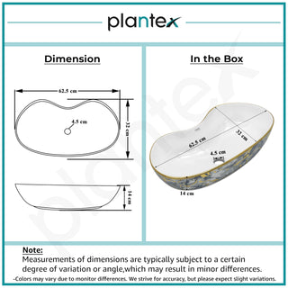 Plantex Ceramic Wash Basin/Table Top Hand Washbasin/Designer Countertop Basin for Bathroom/Restaurants/Hotel (24.5x12.5x 5.5 -White & Blue)