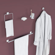 Plantex Stainless Steel Bathroom Set/Soap Holder/Tumbler Holder/Towel Rod/Napkin Holder/Robe Hook/Bathroom Accessories - Set of 5 (Chrome)