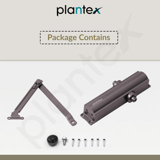Plantex Premium Aluminium Door Closer/55kg Automatic Door Closer for Wooden Door/Adjustable Spring Door Closer- Brown (ISO 9001 Certified)