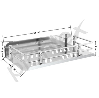 Plantex Wall Mounted Shelf for Bathroom/Stainless Steel Bathroom Shelf for Wall with Railings/Bathroom Accessories (9 inches, Chrome)